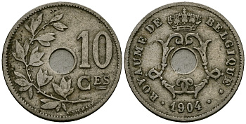 Бельгия 10 сантимов 1904 Belgique KM 52 медно-никель 4172-755