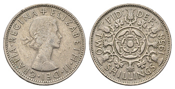 Великобритания 2 шиллинга (флорин) 1958 Елизавета II (1952-2022) KM 906, Spink 4146 медно-никель 4692-346