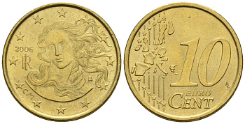 Италия 10 евроцентов 2006 KM 213 нордик 4147-754