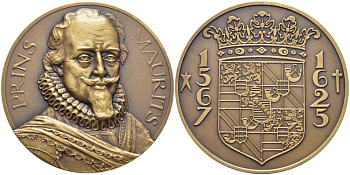 НИДЕРЛАНДЫ МЕДАЛЬ ND ПРИНЦ НИДЕРЛАНДОВ МОРИЦ ОРАНСКИЙ И НАУССКИЙ, СЫН ВИЛЛЕМА I, ШТАТГАЛЬТЕР ГОЛЛАНДИИ, ЗЕЛАНДИИ, ГЕЛДЕРЛАНДА, ГРОНИНГЕНА И ОВЕРЕЙСЕЛА, ДИАМЕТР 50 ММ. 1066-6-43