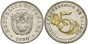 Панама 5 сентесимо 1970  KM 23.2 медно-никель    4610-331