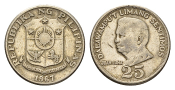 Филиппины 25 сентимо 1967 KM 199 медь цинк никель 4702-112