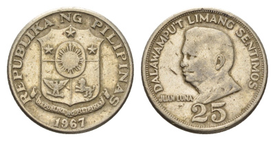 Филиппины 25 сентимо 1967 KM 199 медь цинк никель 4702-112