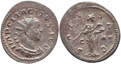 Римская Империя аврелианиан 276 Тацит SALVS AVG Лугдун about Extremely fine RIC 57 бронза, серебрение 1073-16-104