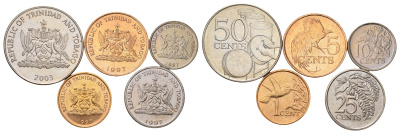 Тринидад и Тобаго набор из 5 монет (1, 5, 10, 25 и 50 центов) 1997 и 2003 KM 29, 30, 31, 32 и 33 UNC 4671-941-945
