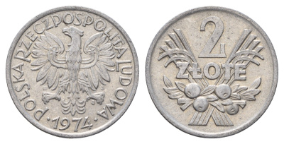 Польша 2 злотых 1974 MW KM 46, Parchimowicz 216h алюминий 4121-147