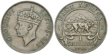 Британская Восточная Африка 1 шиллинг 1948 Георг VI (1937-1952) KM 31 медно-никель 3460-816