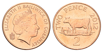 Гернси 2 пенса 2012  KM 96 сталь плакированная медью UNC M70-10