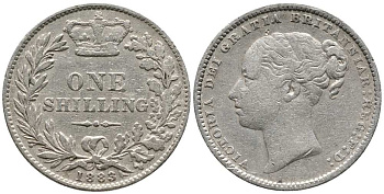 Великобритания 1 шиллинг 1883 Виктория (1837-1901) KM 734.4, Spink 3907 серебро 1518-611