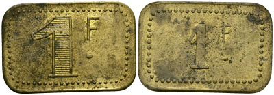 Франция 1 франк ND ресторанный жетон латунь 4166-142