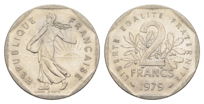 Франция 2 франка 1979 сеятель KM 942.1 никель 4543-216