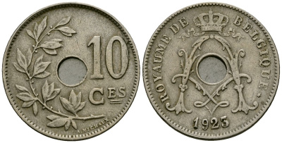 Бельгия 10 сантимов 1923 Belgique KM 85 медно-никель 4172-926