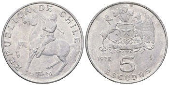 Чили 5 эскудо 1972 KM 199a алюминий 4121-1211