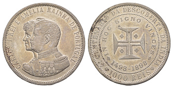 Португалия 1000 реалов (рейсов) 1898 400 лет Открытию Индии KM 539 серебро 3896-421