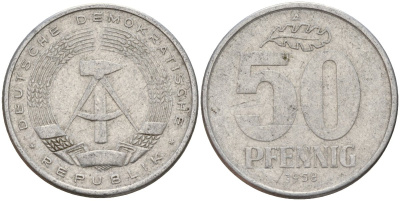 ГДР 50 пфеннигов 1958 A KM 12.1 алюминий 106-147