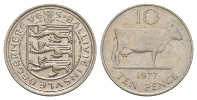 Гернси 10 пенсов 1977 KM 30 медно-никель 4566-226