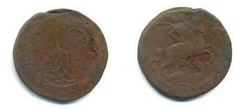 РОССИЯ 1 КОПЕЙКА 1760 медь 61-733