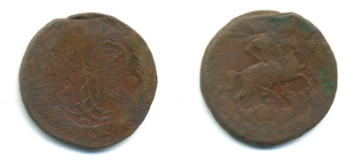 РОССИЯ 1 КОПЕЙКА 1760 медь 61-733