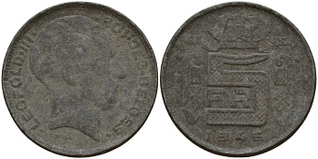 Бельгия 5 франков 1946 DES BELGES, Леопольд III (1934-1947) KM 130 цинк 4161-955