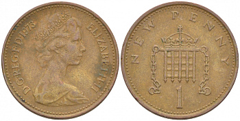 Великобритания 1 пенни 1973 Елизавета II (1952-2022) KM 915, Spink 4237 (B1) бронза 3851-1163
