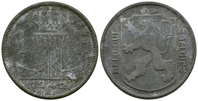 Бельгия 1 франк 1942 KM 127 цинк 4177-1033