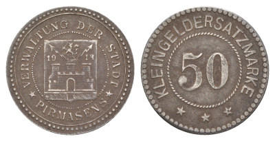 Пирмазенс 50 пфеннигов 1918 Funck 426.8A, Men18 25724.12 железо 4637-1244
