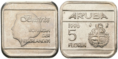Аруба 5 флоринов 1996 Беатрикс (1980-2013) KM 12 сталь плакированная никелем 4619-424
