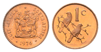 ЮАР 1 цент 1974 V KM 82 бронза PROOF 4685-766