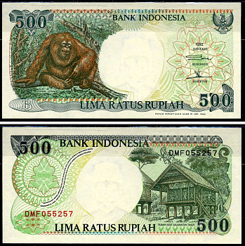 Индонезия 500 рупий 1992 Pick 128a бумага UNC (пресс) 6280-60-2-2