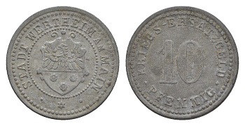 Вертхайм 10 пфеннигов ND (1917) Funck 597.2, Men18 33447.2 цинк 4636-1138
