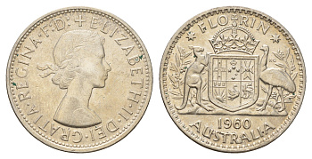 Австралия 2 шиллинга (флорин) 1960 Елизавета II (1952-2022) KM 60 серебро aUNC 4671-554