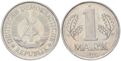 ГДР 1 марка 1975 A KM 35.2 алюминий aUNC 4575-1115