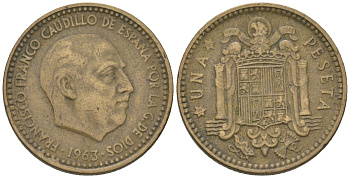 Испания 1 песета 1963 (64) Франсиско Франко (1939-1975) KM 775 алюминиевая бронза 4617-1143