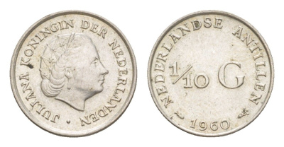 Нидерландские Антильские острова (Нидерландские Антилы) 1/10 гульдена 1960 KM 3 серебро UNC 4636-215