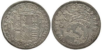 Неаполь и Сицилия тари (2 карлини) 1685 Карл II Испанский серебро aUNC 413-5015