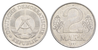 ГДР 2 марки 1981 A KM 48 алюминий aUNC 4153-1244