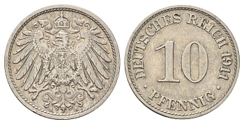 Германия 10 пфеннигов 1911 A KM 12, J. 13 медно-никель 4701-1124