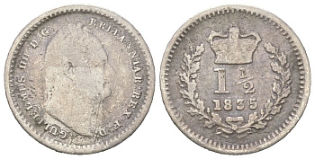 Великобритания 1 1/2 пенни 1835 Вильгельм IV (1830-1837) KM 719 серебро 4044-922