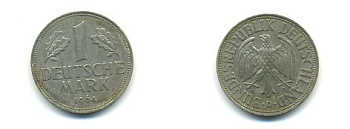 ФРГ 1 МАРКА 1964 D KM 110 медно-никель 54-2345