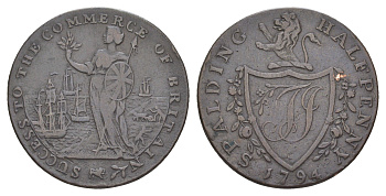 Великобритания, Линкольншир, Спалдинг 1/2 пенни 1794 Дженнингс, токен, гурт надпись Dalton & Hamer 6 медь 3711-234