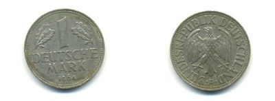 ФРГ 1 МАРКА 1964 D KM 110 медно-никель 54-2345
