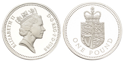Великобритания 1 фунт 1988 Елизавета II (1952-2022) KM 954a, Spink J6 серебро PROOF 5-6-3-43