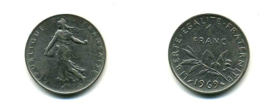 ФРАНЦИЯ 1 ФРАНК 1961 СЕЯТЕЛЬ KM 925.1 никель 83-746