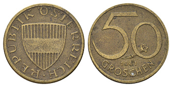 Австрия 50 грошей 1961 KM 2885 алюминиевая бронза 4684-838