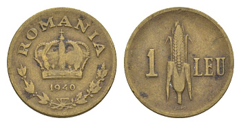 Румыния 1 лей 1940 KM 56 никель латунь 4632-1033