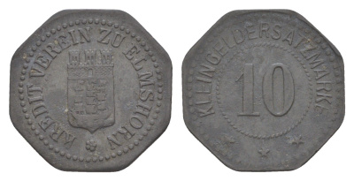 Эльмсхорн 10 пфеннигов ND Funck 115.2, Men22.2 8121.2 цинк 4636-1129