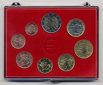 Финляндия евронабор из 8 монет 2007 включая 2 евро 2007 90 лет независимости UNC 3-4-4-03