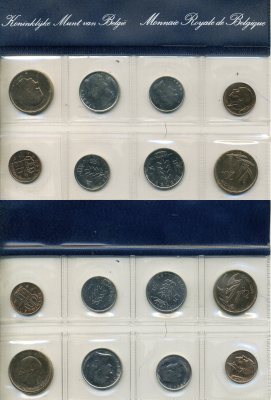 Бельгия набор из 8 монет (50 сантимов; 1, 5 и 10 франков) 1980 Belgie - Belgique, в оригинальном буклете мондвора KM SS16 (134.1, 135.1, 142.1, 143.1, 148.1, 149.1, 155.1 и 156.1) UNC 8-2-05-89