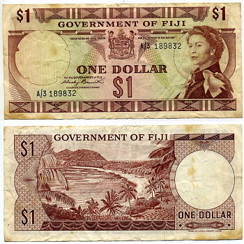 Фиджи 1 доллар 1971 подпись BARRETT Pick 65а бумага 8612-36-2-2