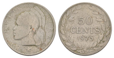 Либерия 50 центов 1975 KM 17a.2 медно-никель 4641-1255